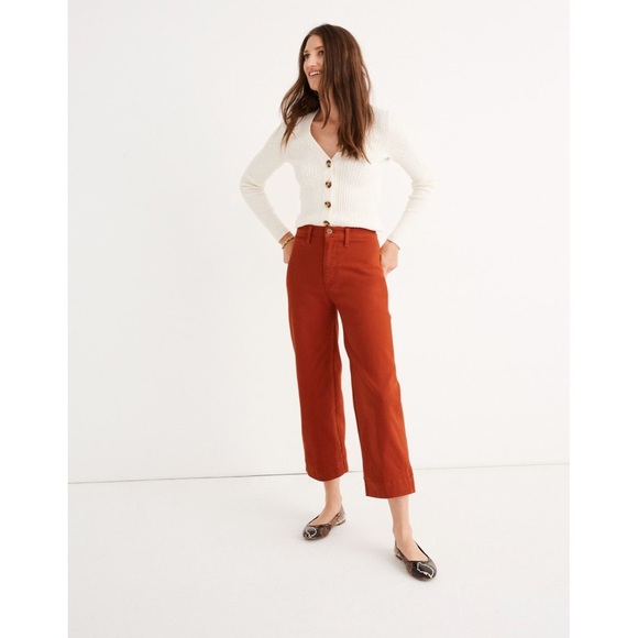 Madewell Pants - MADEWELL Emmett wide leg cropped red pants